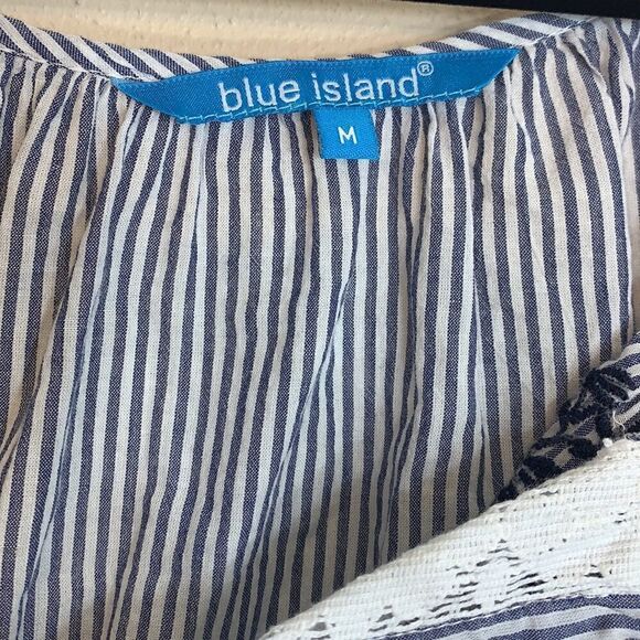 Blue island medium embroidered top stripes navy and white (g1) - Picture 3 of 5